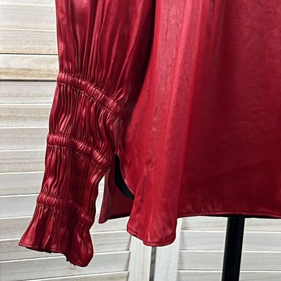 Current Air Smocked Sleeve Crinkle Popover Blouse Medium - Picture 3 of 12